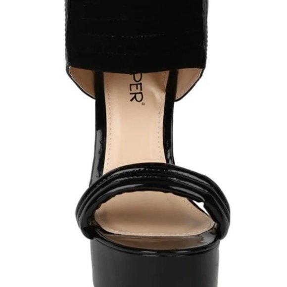 Bumper Patent Leatherette Quilted Stiletto Platform Heels - Picture 4 of 7